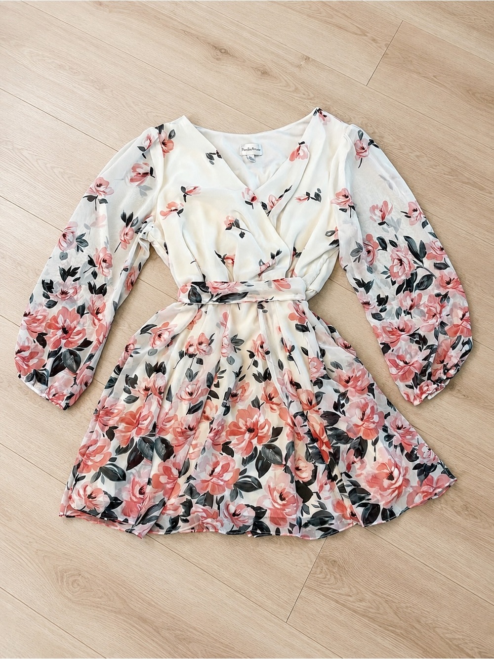 Premier Amour Floral Faux Wrap Dress – Women’s Size 16